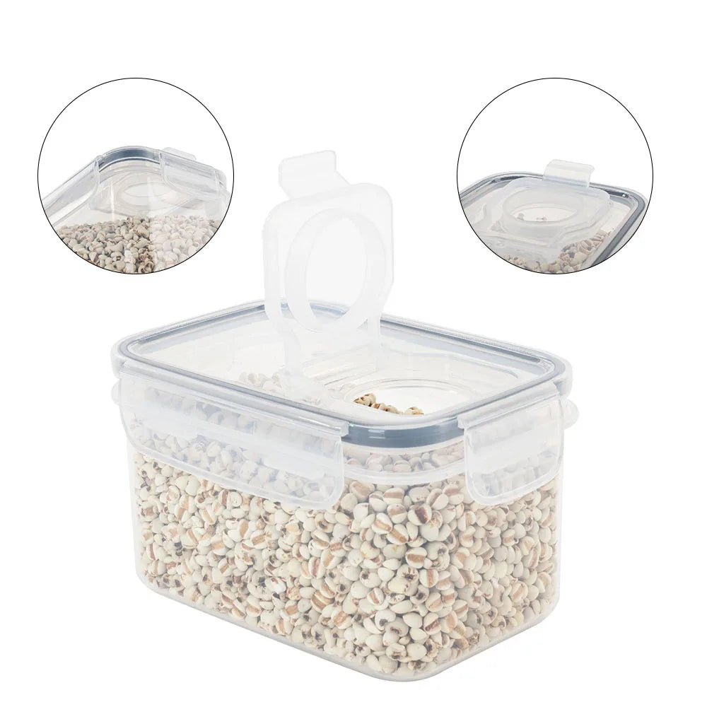 Transparent Food Storage Box Containers Pantry Storage Dispenser Containers Rice Organizer