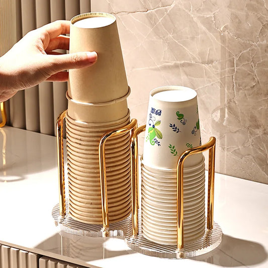 Luxury Acrylic Disposable Cup Holder & Dispenser Rack