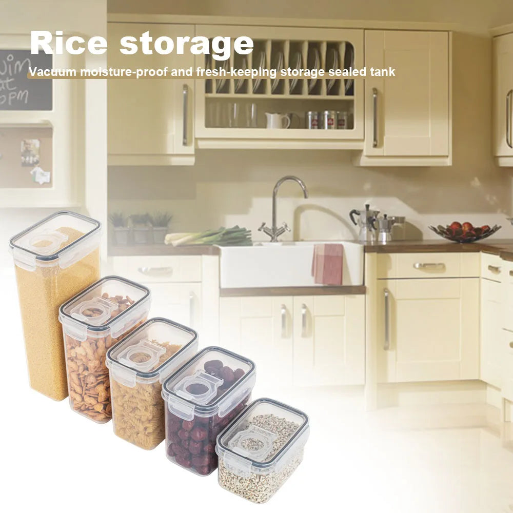 Transparent Food Storage Box Containers Pantry Storage Dispenser Containers Rice Organizer