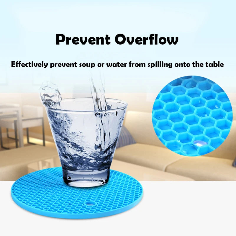 Round Heat Resistant Silicone Mat - Drink Cup Coasters &amp; Pot Holder