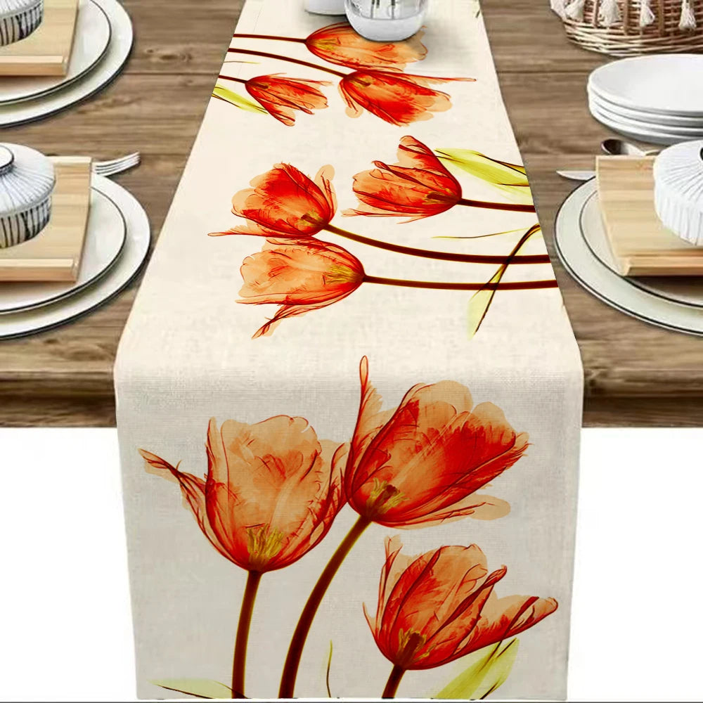 Tulip Linen Table Rustic Farmhouse Style Table Runner