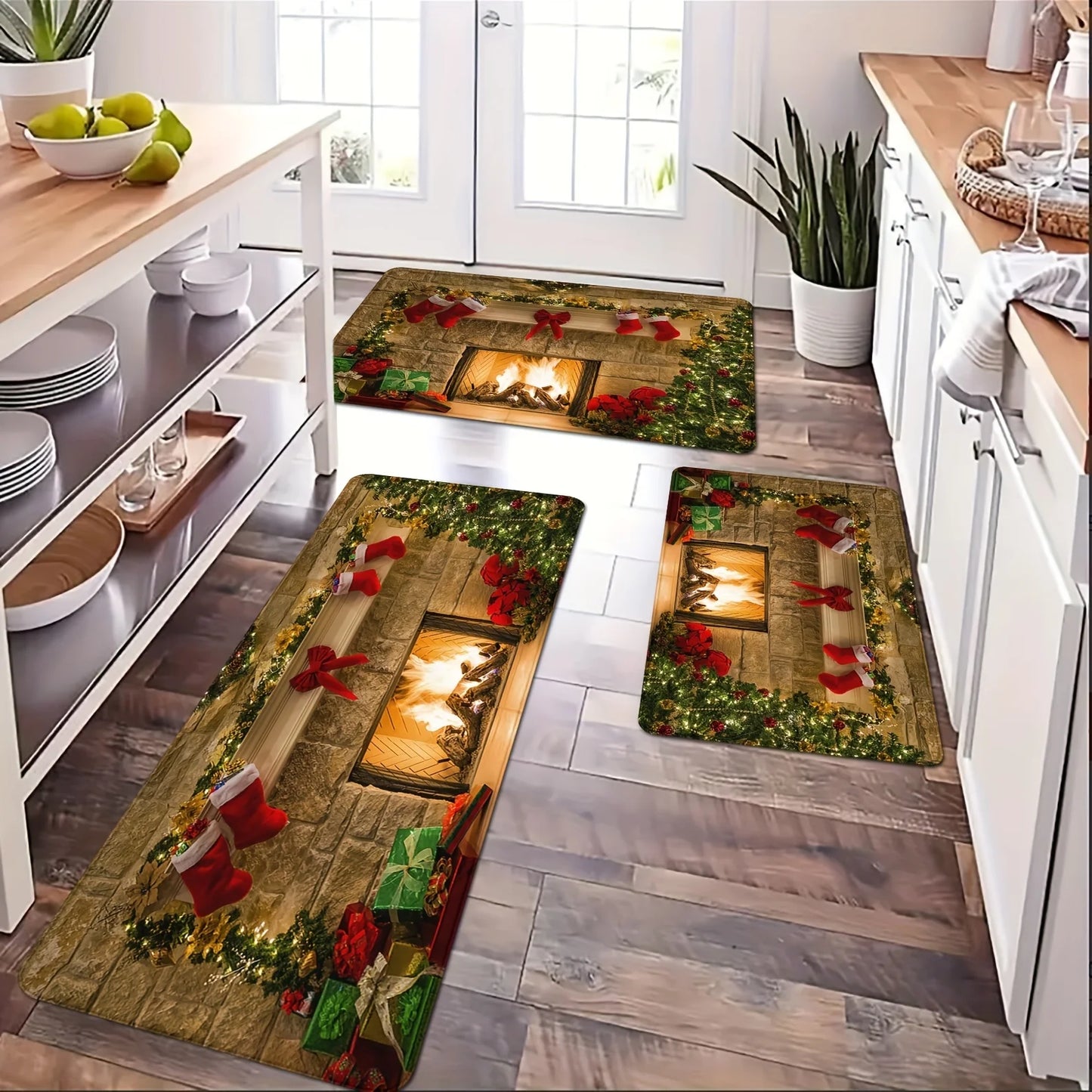 Christmas Non-Slip Floor Mat – Festive Rug for Kitchen, Bathroom, and Living Spaces