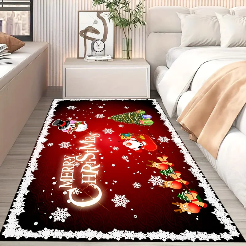 Santa Claus & Snowman Holiday Area Rug