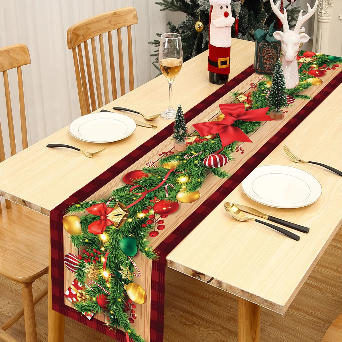 2024 Merry Christmas Table Runner – Festive Holiday Decoration