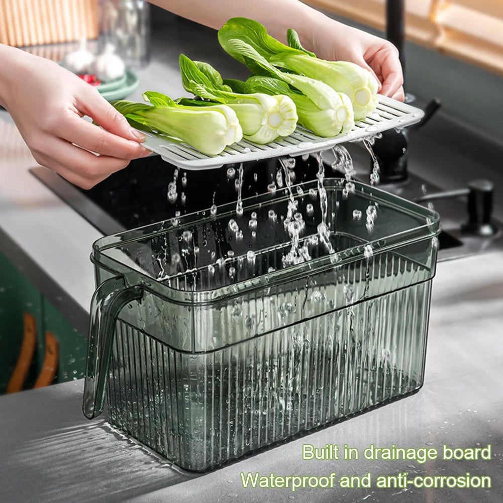 Refrigerator Organizer – Stackable Fresh-Keeping Storage Box with Handle for Fruits and Vegetables