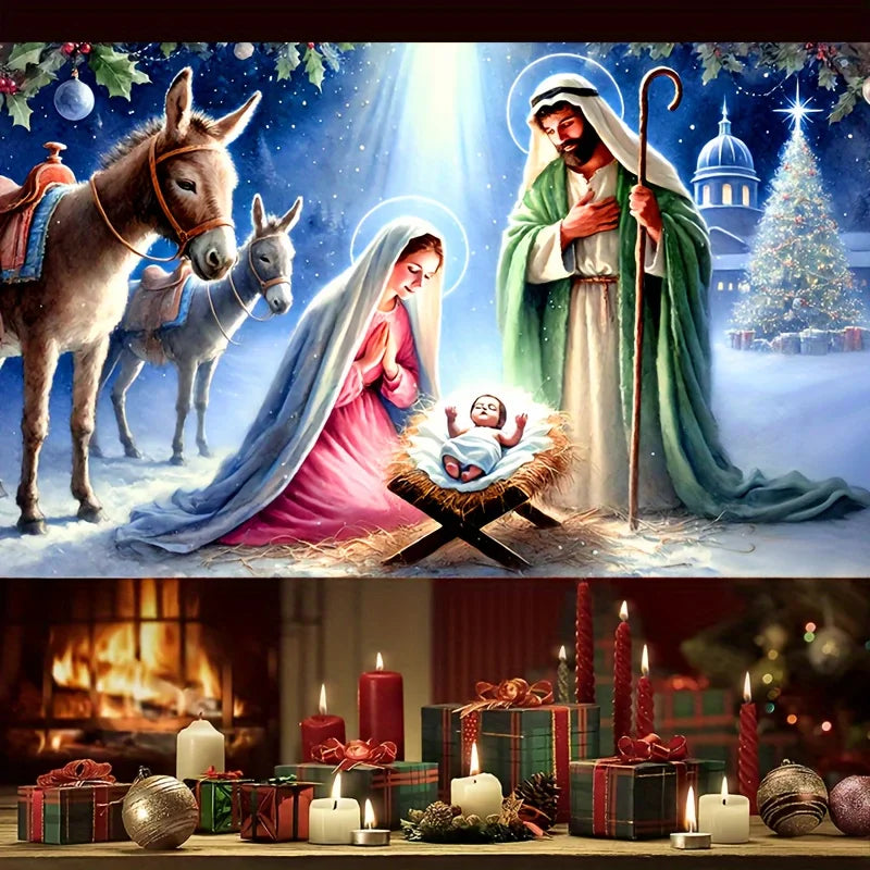 Birth of Jesus Banner - Religious Photography Background, Suitable for Christmas, Festivals, Parties