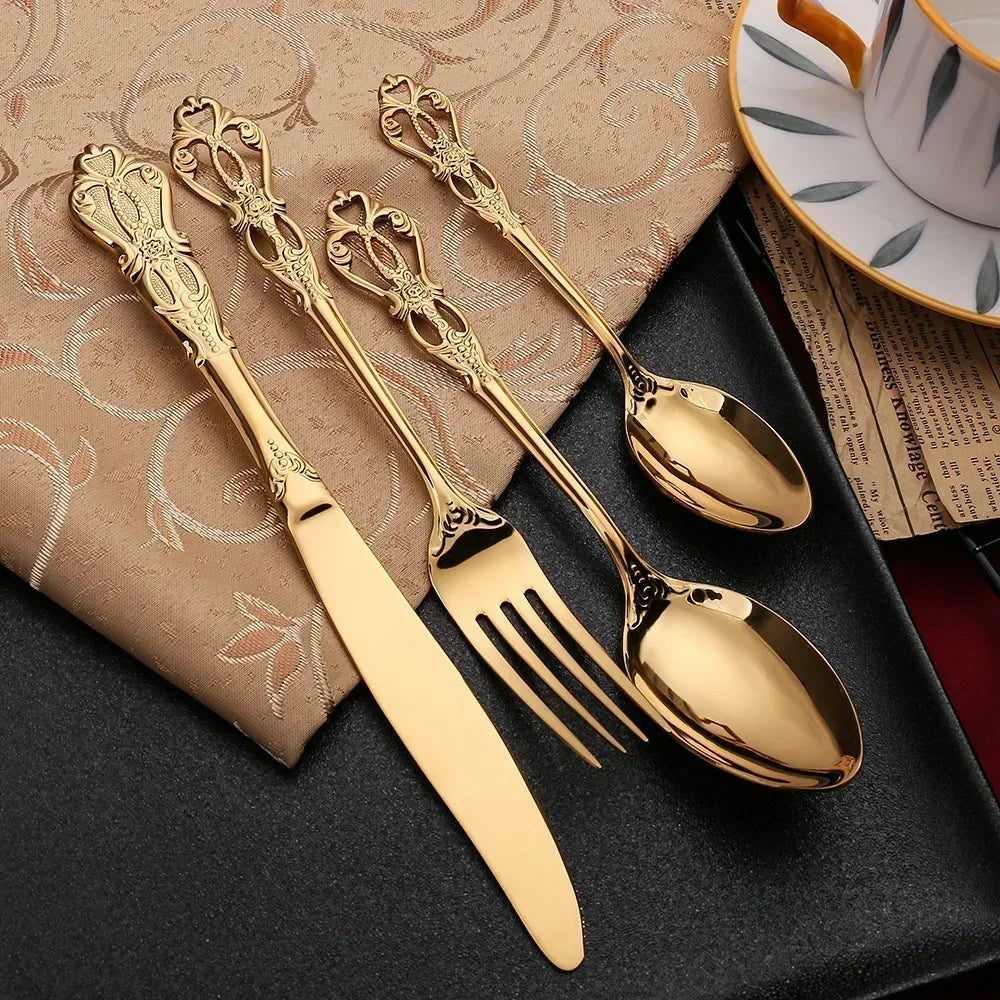 Golden Stainless Steel Cutlery Set Royal European