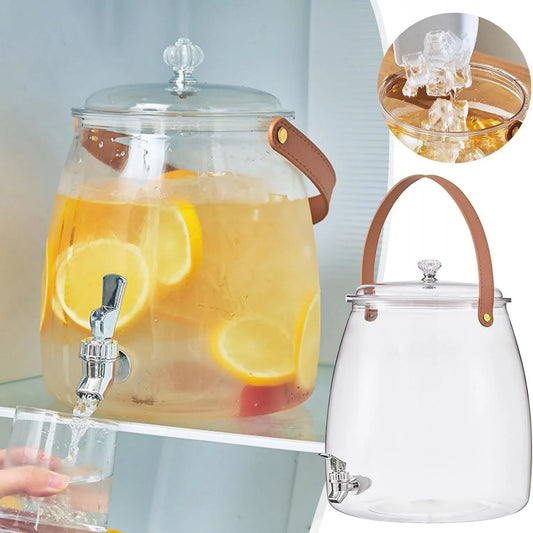 Leakproof Plastic Beverage Dispenser with Stainless Steel Spigot & Handle – Perfect for Iced Juices and Lemonade