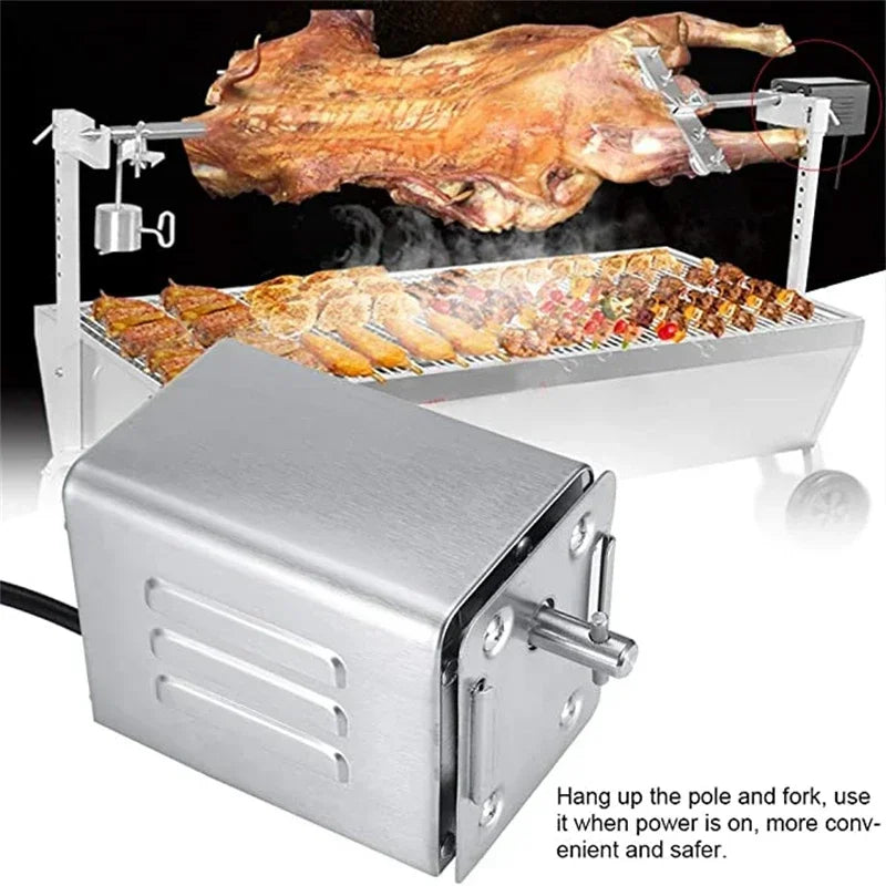 GRILL GURU Stainless Steel Electric BBQ Rotisserie Motor – 70kg Capacity for Roasting Pig, Goat, Chicken (110V-120V)