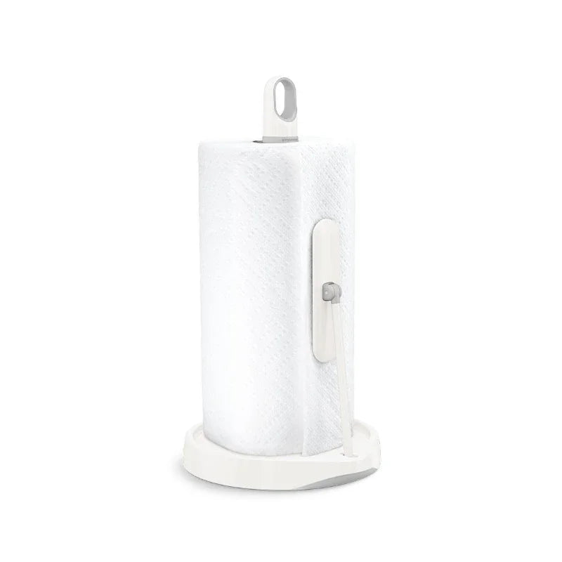 Stainless steel kitchen desktop tissue holder non-punching tension fixer tearing paper with one hand.