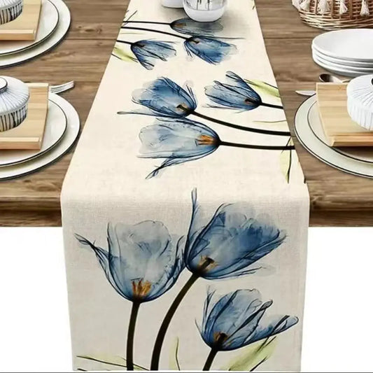 Tulip Linen Table Rustic Farmhouse Style Table Runner