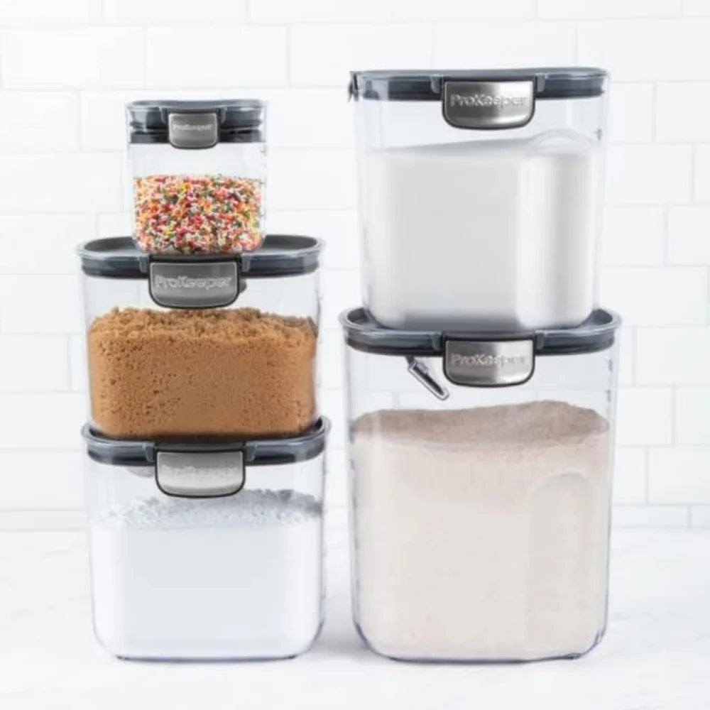 9-Piece Clear Airtight Food Storage Container Set – Perfect for Flour, Sugar, and Baking Essentials