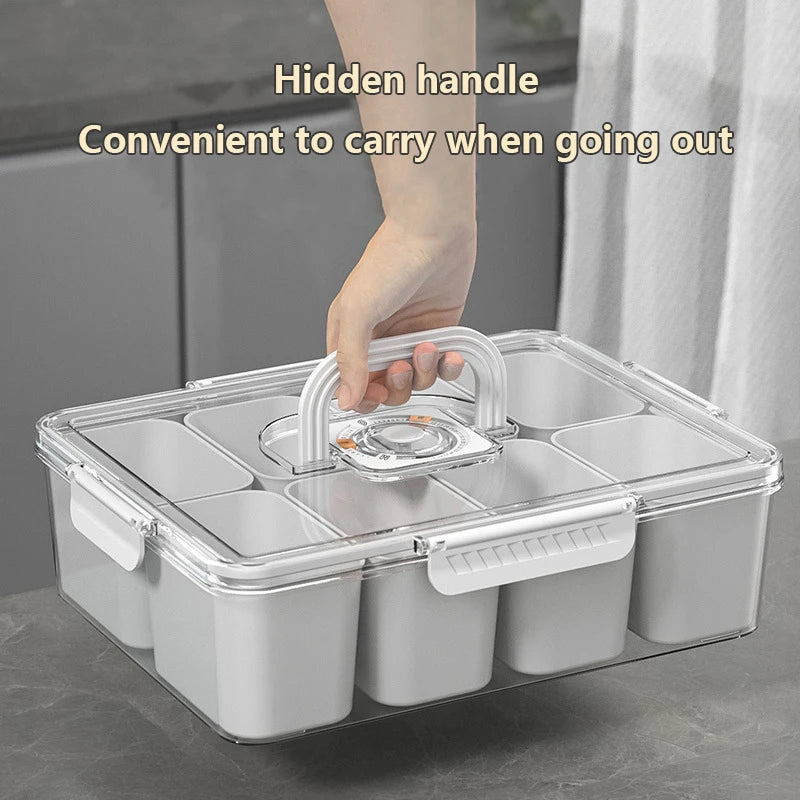 New Portable 4/8 Grid Divided Serving Compartment Portable Snack & Food Storage Tray