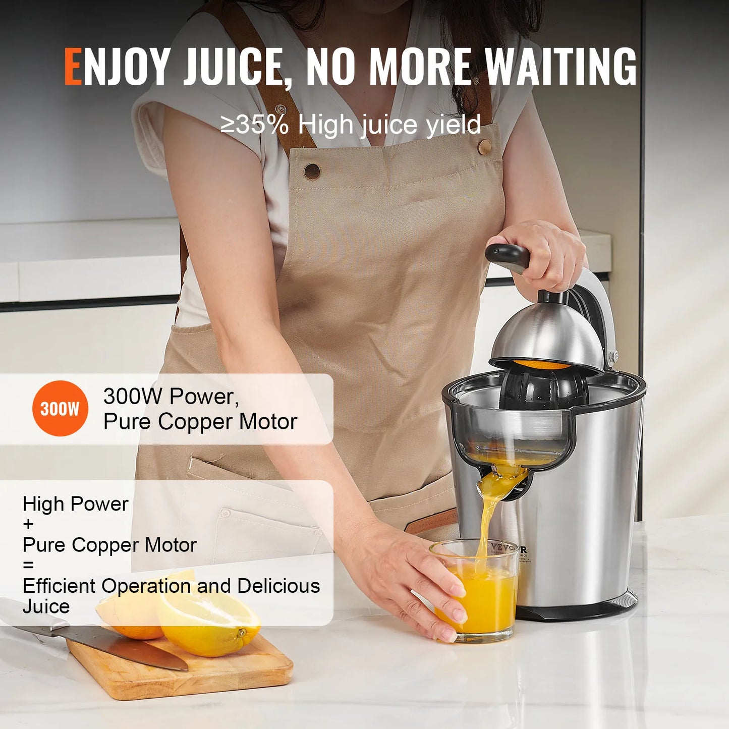 VEVOR 300W Electric Citrus Juicer with Dual Cones