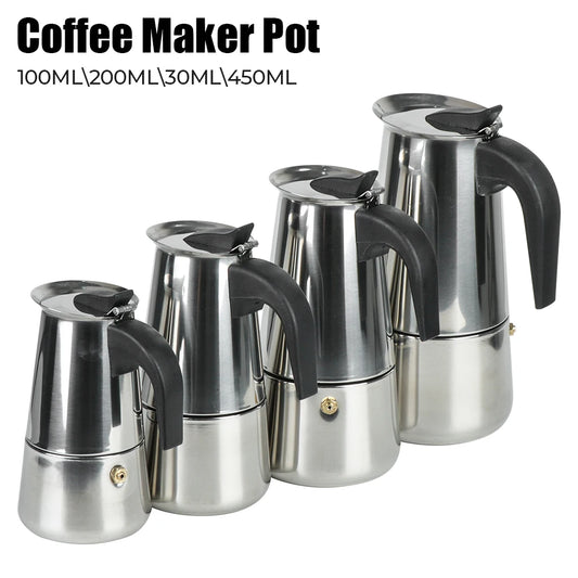 Stainless Steel Moka Coffee Maker Pot – 2/4/6/9 Cups Espresso Perfection