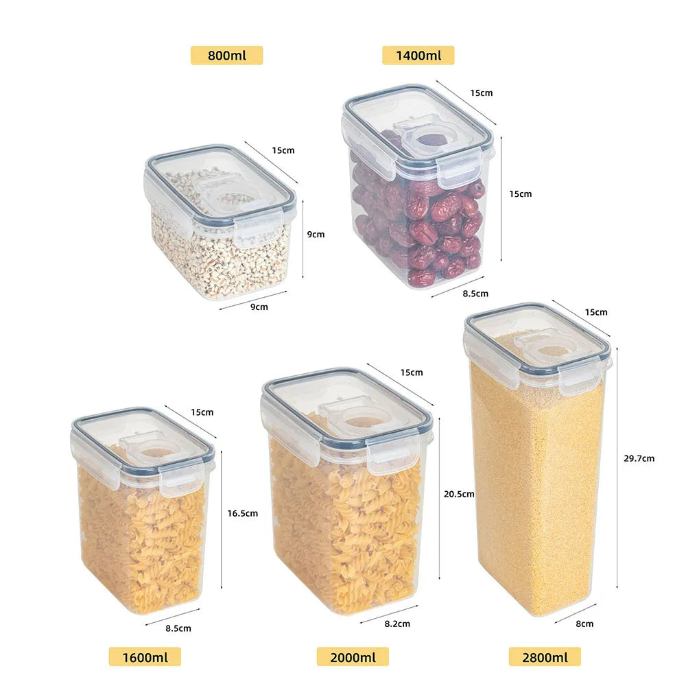 Transparent Food Storage Box Containers Pantry Storage Dispenser Containers Rice Organizer