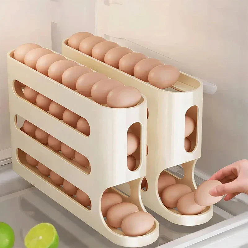 4-Layer Sliding Rail Egg Organizer – Efficient Refrigerator Storage for Fresh Eggs