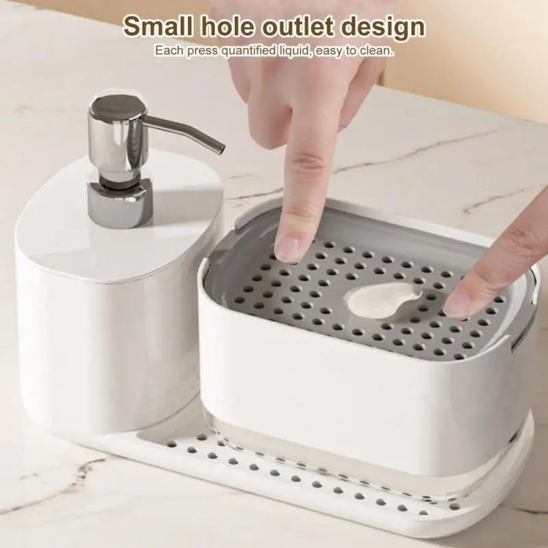 3-in-1 Soap Dispenser &amp; Sponge Holder with Stainless Steel Towel Rack