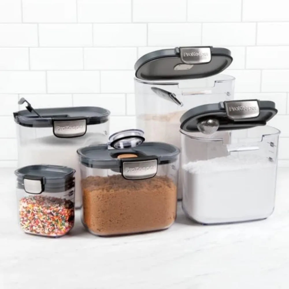 9-Piece Clear Airtight Food Storage Container Set – Perfect for Flour, Sugar, and Baking Essentials