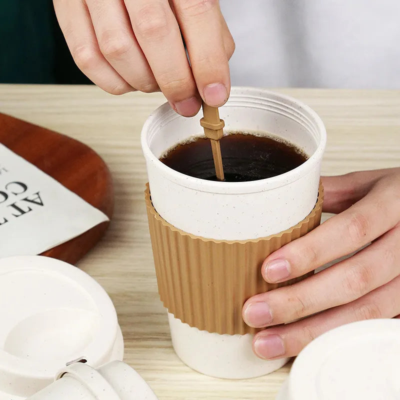 Sip Sustainably with Our 450ML Wheat Straw Coffee Cups!