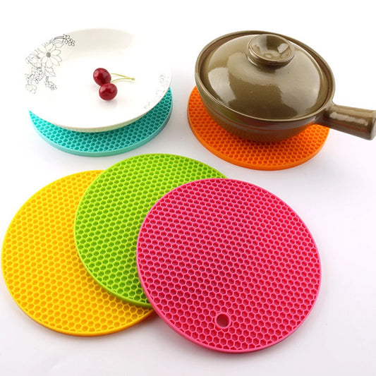 Round Heat Resistant Silicone Mat - Drink Cup Coasters &amp; Pot Holder