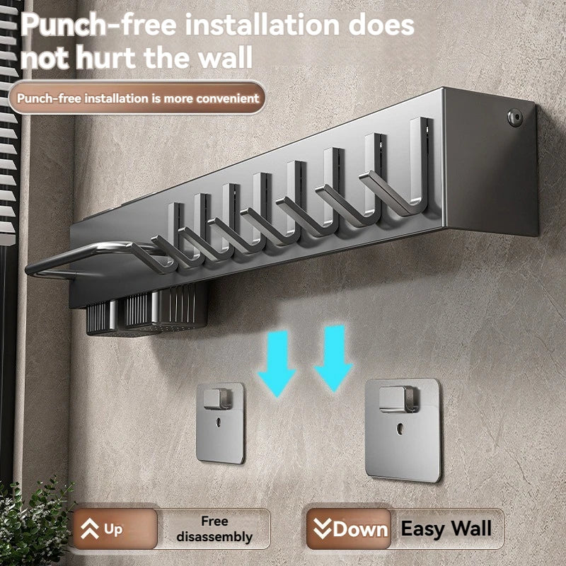 Wall-Mounted Multifunctional Knife Holder - No Punching Required