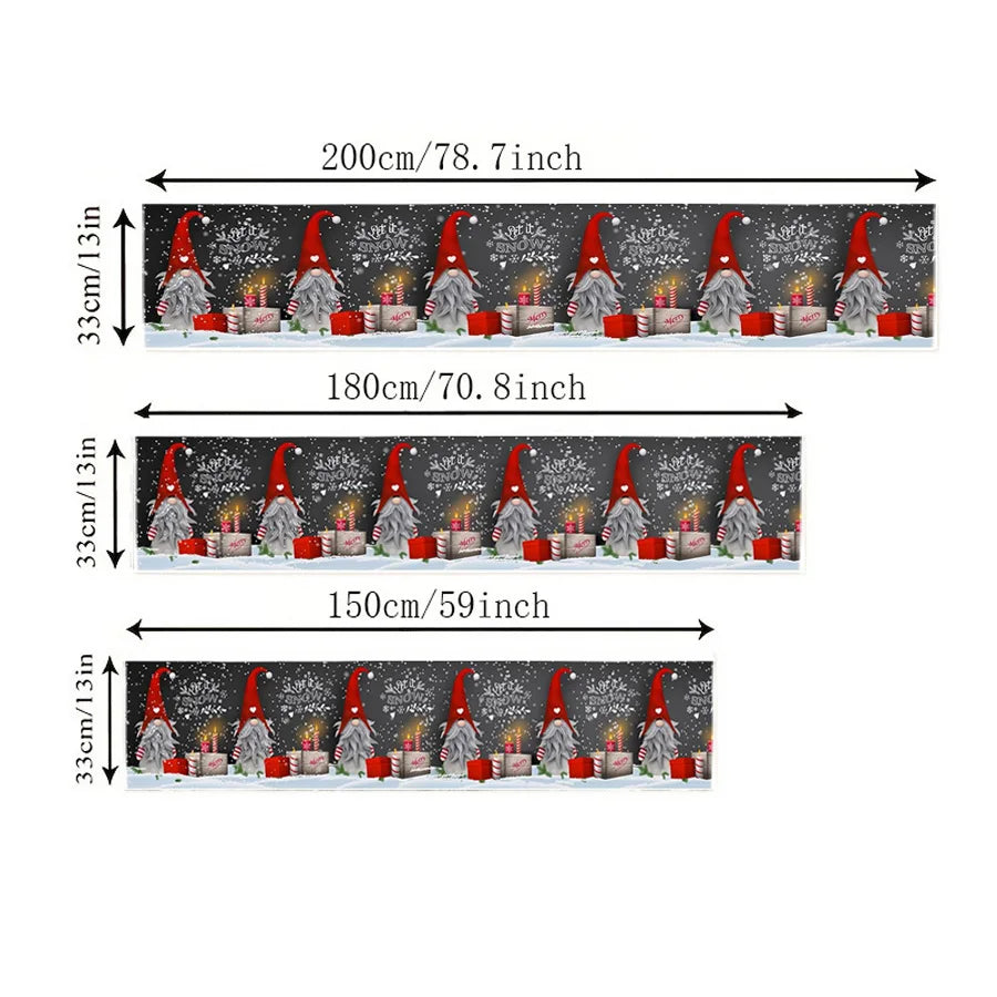 Christmas Gnome Snowflake Linen Table Runner – Reusable Winter Holiday Décor