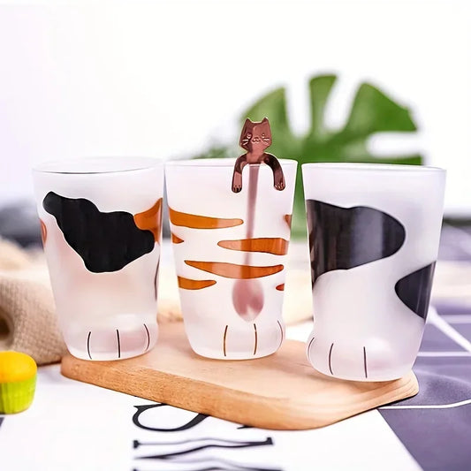 "Purrfect Paw Glass – 300ml Frosted Cat Claw Cup"