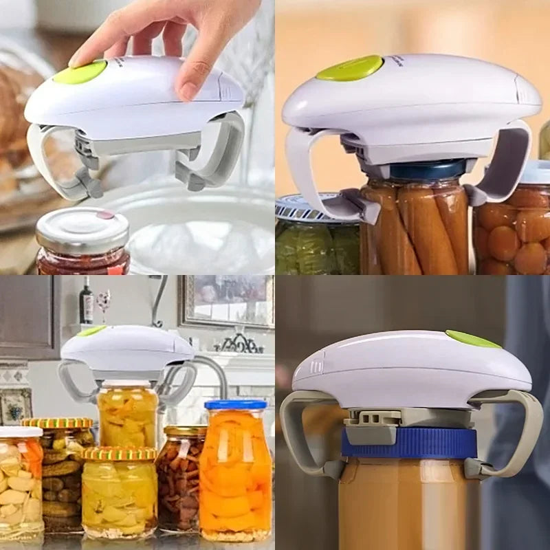 Effortlessly Open Bottles and Jars with the Electric Can & Bottle Lid Opener – The Ultimate Kitchen Gadget