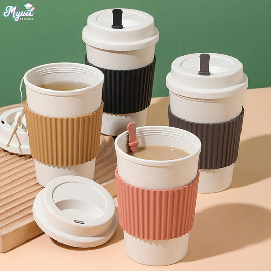 Sip Sustainably with Our 450ML Wheat Straw Coffee Cups!