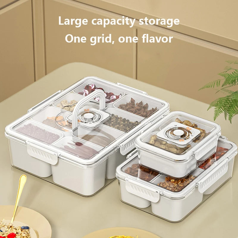 New Portable 4/8 Grid Divided Serving Compartment Portable Snack & Food Storage Tray