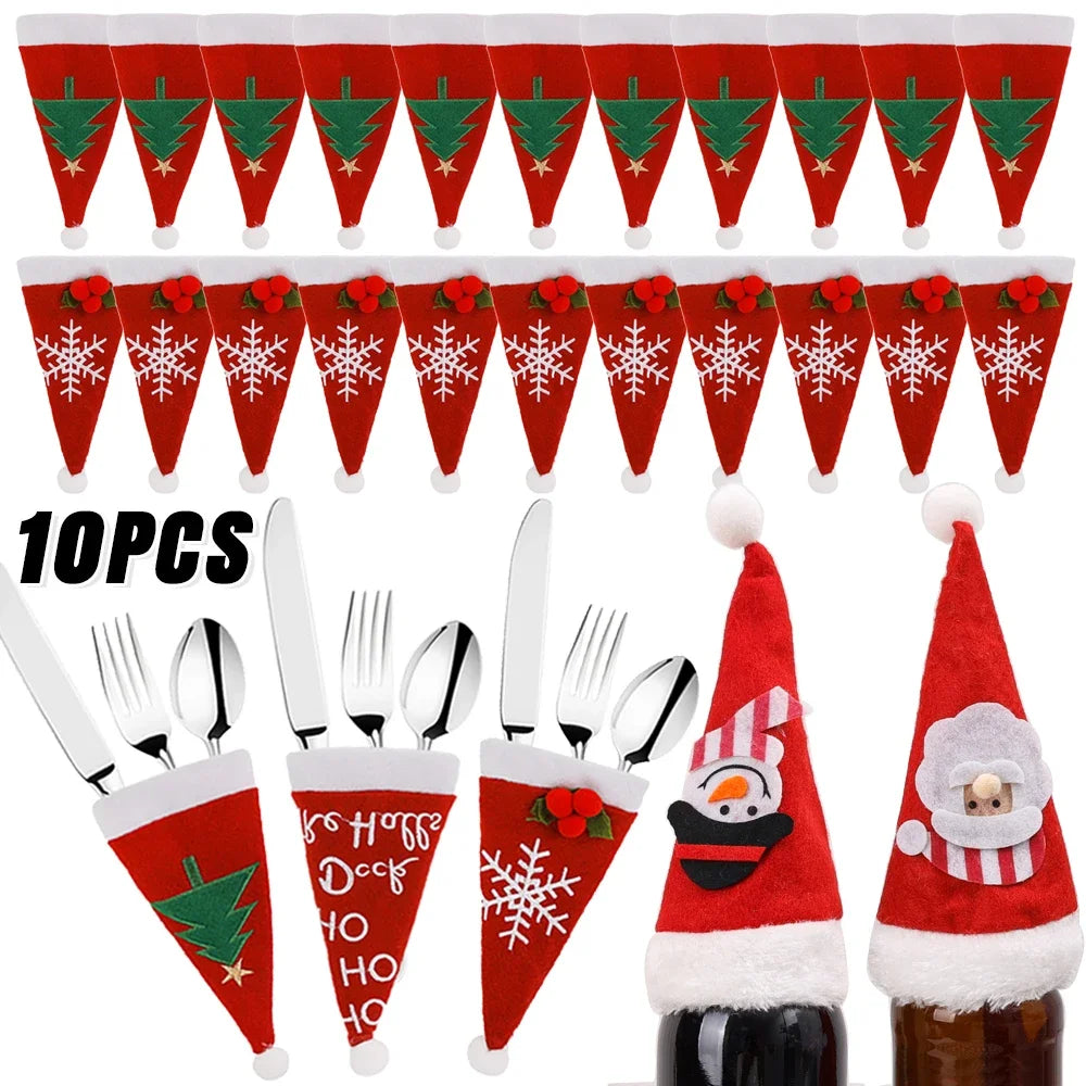 Santa Hat Cutlery Holder Set – Festive Touch for Your Holiday Table