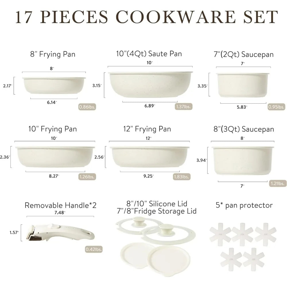 VersaKitchen Pro: 17-Piece Set with Detachable Handles