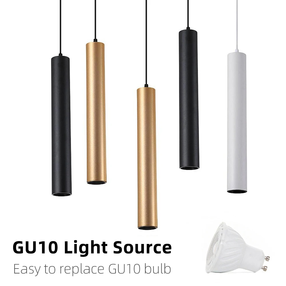 Replaceable GU10 LED Pendant Lamp – Modern Surface Mounted Tube Light for Home & Commercial Use