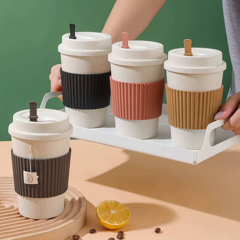 Sip Sustainably with Our 450ML Wheat Straw Coffee Cups!