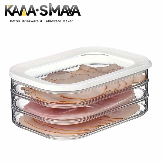 KAWASIMAYA Transparent Freezer & Refrigerator Crisper with Lid - Kitchen Fridge Organizer for Food Sorting