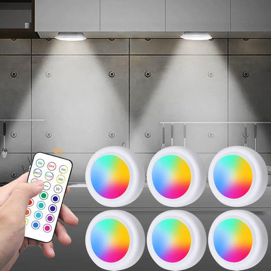 RGB Wireless LED Under Cabinet Lights – Remote Control Dimmable Night Lamp