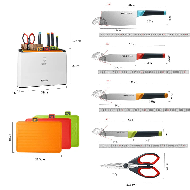 All-in-One Kitchen Knife Set with Holder and Chopping Board