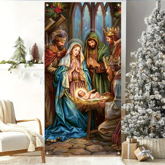 Colorful Christmas Nativity Flag – Celebrate the Birth of Jesus with Festive Decor