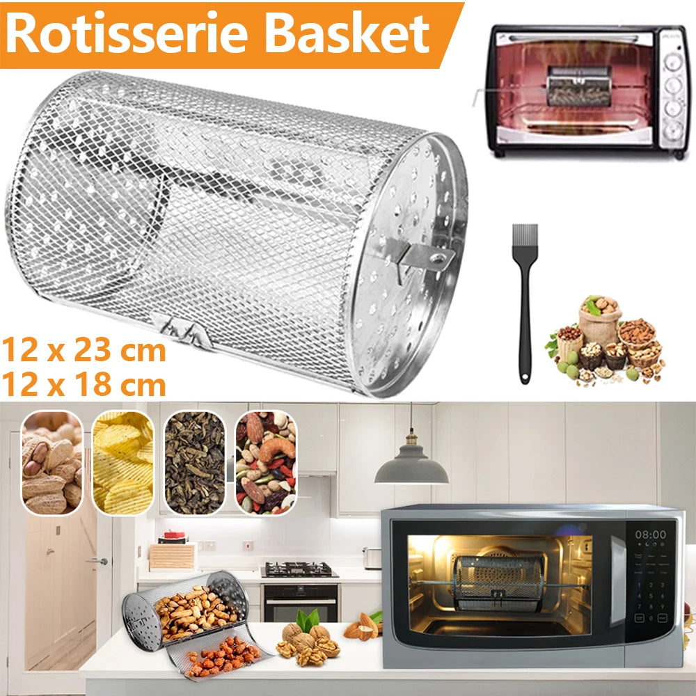 360° Stainless Steel Rotisserie Basket