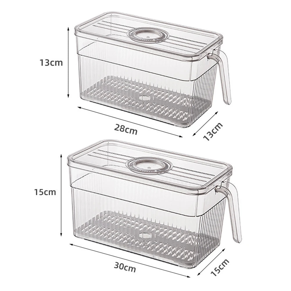 Refrigerator Organizer – Stackable Fresh-Keeping Storage Box with Handle for Fruits and Vegetables