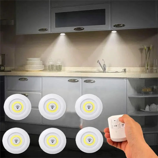 Dimmable LED Under Cabinet Light with Remote Control – Battery Operated Lighting Solution for Closets, Wardrobes, and Bathrooms