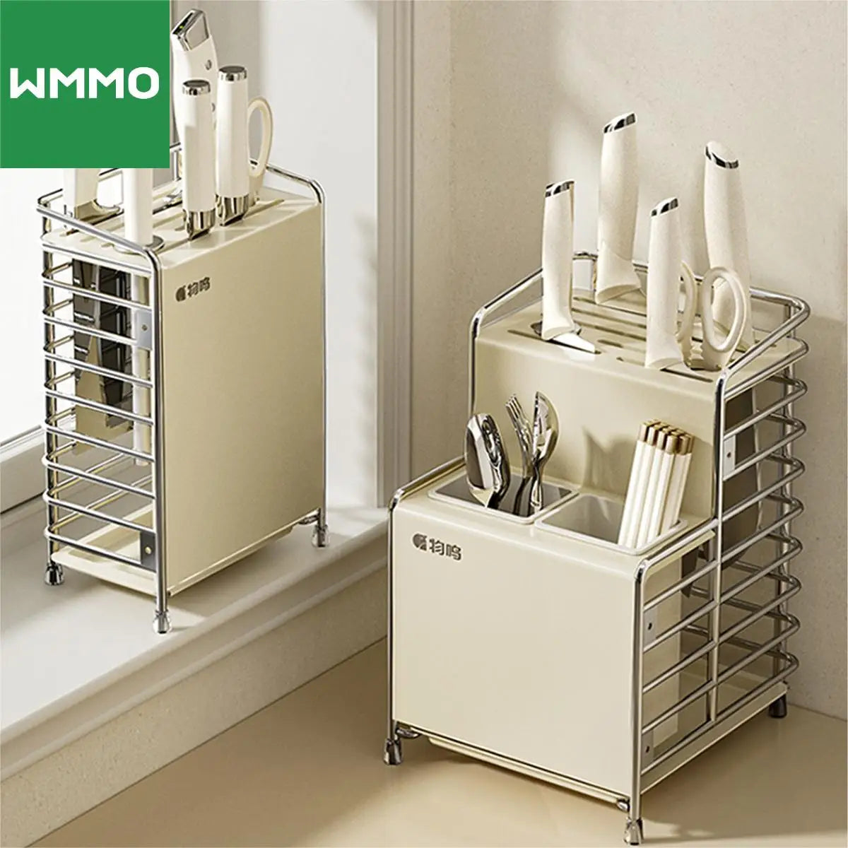 Ultimate Space-Saving Knife & Tool Organizer - Electroplated Carbon Steel Anti-Corrosion Kitchen Rack with Hooks